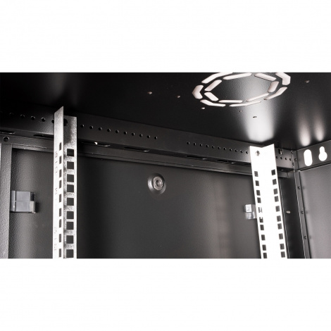 Шкаф 19" телекоммуникационный настенный, 6U 368x600х600 мм, дверь перфорация, черный